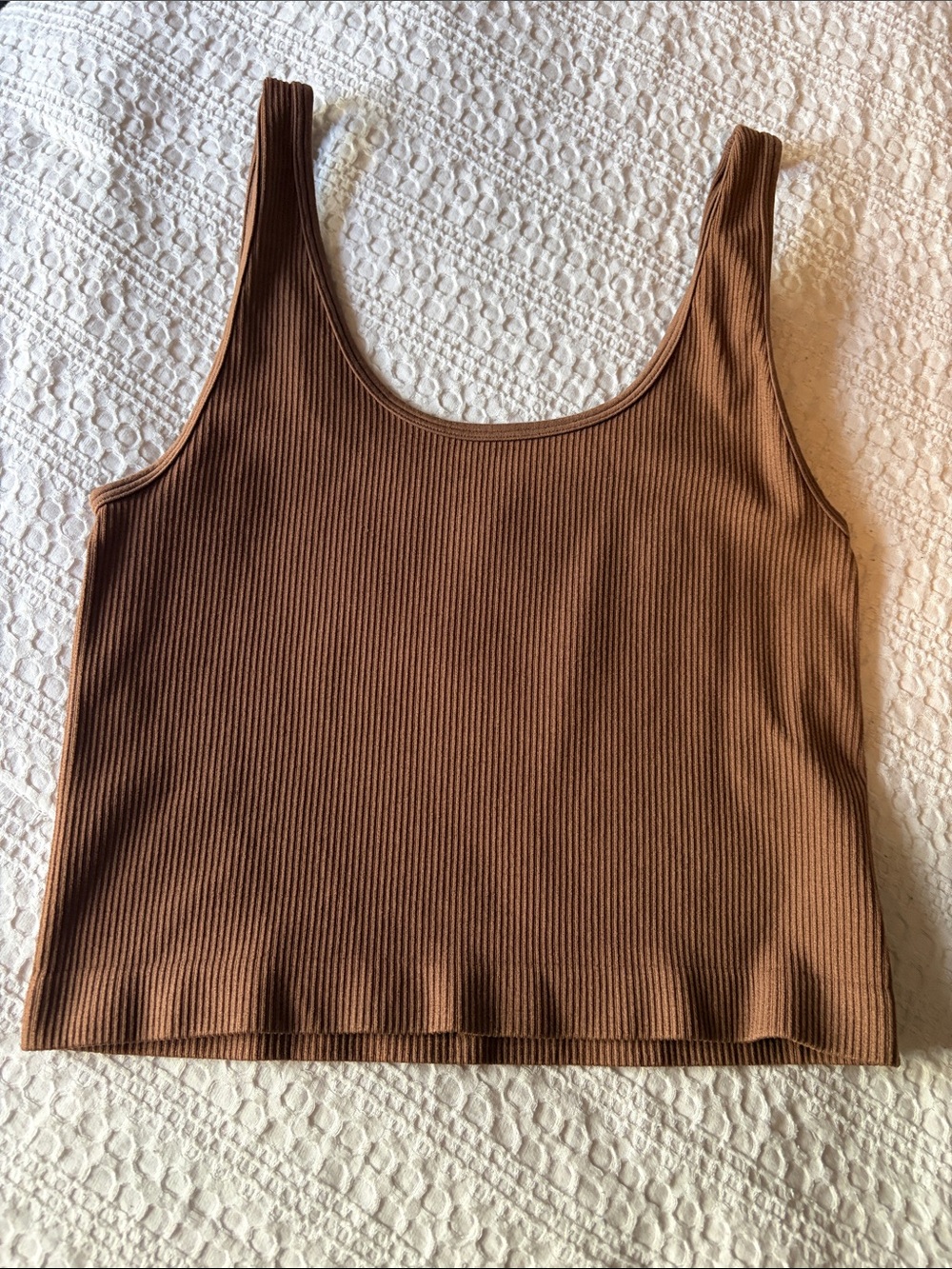 Everyday Ribbed Scoop Cropped Tank Top - Chocolate Brown